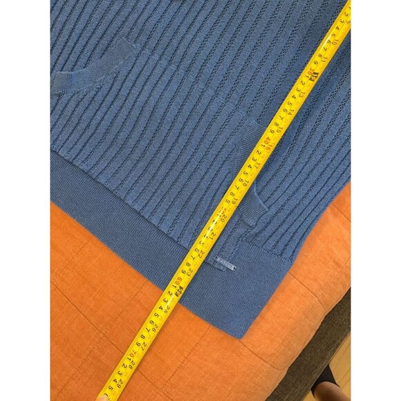 Betabrand  Womens Blue Ribbed Knit Hoodie Sweater L Large - Picture 10 of 11